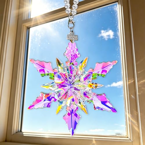 Annual Edition Christmas Ornaments 2026, Crystal Glass Snowflakes Ornaments | Sparkly Crysta Star Ornaments For Christmas Tree, Elegant Beautiful Cute Unique Christmas Ornaments Gift For Women