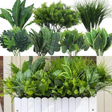 Green Moon 18PCS Artificial Plants Outdoor, Faux Greenery Stems for Outside | UV Resistant Faux Outdoor plants, Fake Shrubs Plants for Patio Garden, Front Porch, Window Box, Spring Summer Home Decor