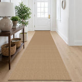 Washable Runner Rug 2.6x10 Non Slip Rubber Backed Long Hallway Runner Entryway Runner Indoor, Kitchen Rugs Woven Cotton Floor Carpet for Hall Entrance, Orange/Tan/Brown