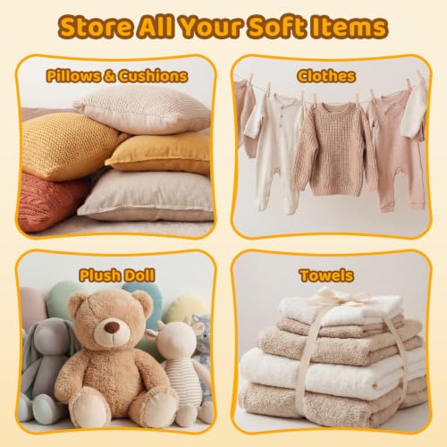NTYNTY Stuffed Animal Storage Chair & Pouf Ottoman, Clear Plush Organizer