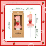 PHD CAKE Number 1 Strawberry Birthday Candles, Strawberry Themed Number Candles, Cake Number Candles, Party Celebration