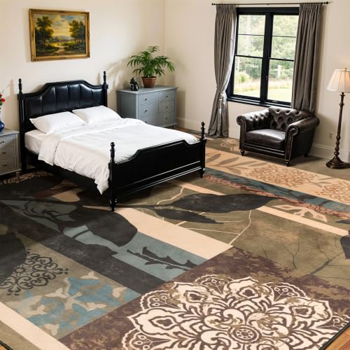8x10 Washable Area Rugs for Living Room and Bedroom(8x10,Leaf)