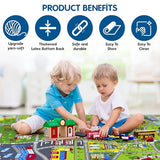 Booooom Jackson 2 Pack Car Rug,Non Slip Train Track Car Mat,Durable Road Play Area Kids Rug,Vibrant Kids Carpet for Playroom,Bedroom,Easy Store and Clean