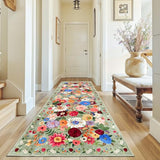 Green Floral Hallway Runner Rug 3x7 for Bedroom Kitchen