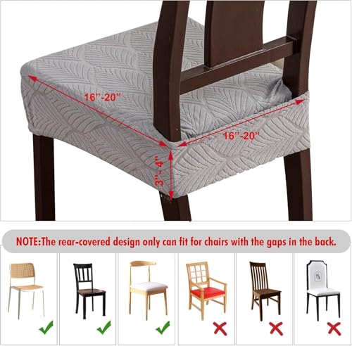 Waterproof Stretch Seat Covers,Dining Room Chair for 4 Set Removable Washable Chair Slipcover Protectors,Rear Covers,Light Grey