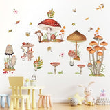 decalmile Woodland Mushroom Wall Decals Spring Forest Grass Easter Wall Stickers Girls Bedroom Living Room Kitchen Wall Door Decor