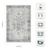 2x3 Blue Washable Entryway Rug,Small Door Mat for Bathroom Kitchen