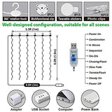 ZSJWL 3.3×5ft Short Curtain Lights with 8 Hook for Small Windows, 96 LED Warm White Photo Clips String Light with 52 Clear Clips, Remote Control 8 Modes USB Fairy Lights for Bedroom, Party, Wall