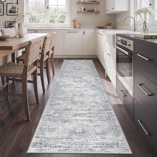 2x8 Runner Rug Non Slip,Washable Hallway Runner Rug,Grey