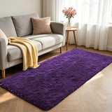 Shag Runner Rug for Bedroom Living Room 3x7 Upgrade Non-Slip Fluffy Soft Bedside Rugs,Purple Shaggy Purple Carpet for Livingroom Dorm Home Decor Aesthetic