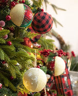 Burlap Christmas Hanging Ornaments, Farmhouse Rustic Christma Decorations, Natural Jute Ball Ornaments for Xmas Holiday Party Home Decor 12Pcs