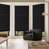 MYshade 6 Pack Temporary Blackout Paper Shades for Windows,Paper Pleated Blinds with Adhesive,No Tools No Drilling Free Cut Size Temporary Room Darkening Shades(Black, 36" W x 72" H)