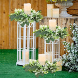 3PCS Artificial Eucalyptus Leaves Wreaths Candle Rings Wreaths Summer Greenery Garland Pillar Holder for Home Wedding Party Table Centerpiece Green