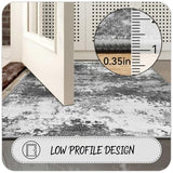 2x6 Rug Runners for Hallways Kitchen Non Slip Washable Grey Entryway Runner Rugs with Rubber Backing 6ft Long Carpet Runner for Laundry Room Bedroom, Low Pile Stain & Fade Resistant, Abstract Gray