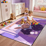 Afro Black Girls Rugs for Living Room Purple Carpets for Bedroom Black Girls Home Decor Art Music Girl Sofa Floor Mats Yoga Mats, 47" x 31" (2.7 x 3 Feet)