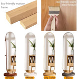 Floor-Standing Solid Wood Rotating Coat Rack，Modern 2 in 1 Wood Floor Mirror with Coat Rack Full Length Mirror with Hooks and Storage Shelf for Living Room and Bedroom