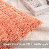 Pack of 2 Corduroy Decorative Throw Pillow Covers 18x18 Inch, Orange