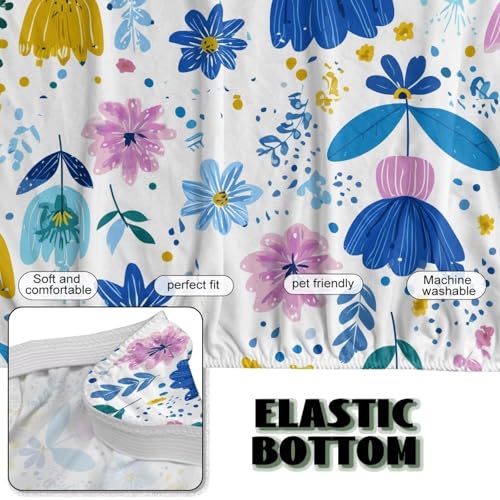 Xoenoiee Futon Sofa Bed Cover Stretch Armless Futon Slipcover Washable Elastic Sofa Couch Covers Home Furniture Protector, Boho Abstract Floral Daisy