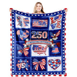 250th Anniversary Decoration, 250th America Birthday Blanket 50"X60", 250 Years Patriotic Throw Blankets for Sofa Couch Room Bed, 1776-2026 Flag Commemorative Independence Gift