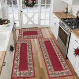 Christmas Kitchen Rugs Sets of 3, Washable Christmas Rugs for Kitchen, Non Slip Christmas Kitchen Rugs and Mats, Farmhouse Kitchen Floor Carpet Set for Winter Xmas Holiday Decoration