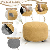 Round Stuffed Pouf Ottoman (Yellow, 26" D x 26" W x 18" H)