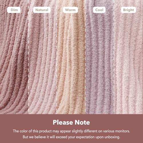 Snuggle Sac Summer Pink Throw Blanket for Couch, Soft Cozy Ribbed Fluffy Blankets for Women, Warm Microfiber Knit Cute Throws for Girls Daughter Gifts, Pink, 50x60 inches