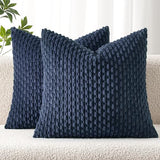 MIULEE Decorative Throw Pillow Covers 18x18 Navy Blue Textured Corduroy