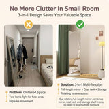 Rotating Full Length Cat Ear Floor Mirror with Storage, 360° Swivel Stand, HD No-Distortion Glass, Space Saving for Bedroom, Living Room, Entryway(Walnut,165x40cm/65x15.7in)