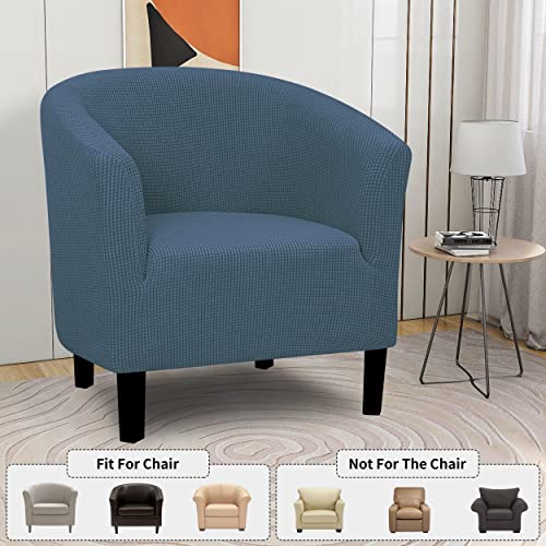Easy-Going Stretch Club Armchair Slipcover 1 Piece Barrel Tub Sofa Cover Furniture Protector Jacquard Couch Cover Bluestone