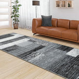 Indoor Washable Runner Rug with Rubber Backing, Modern Geometric Patchwork