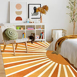 Lahome Yellow Rainbow Sun Washable Area Rug 6x9 for Classroom