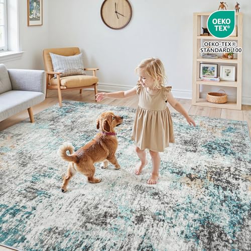 8x10 Area Rugs for Living Room Large Washable Abstract Rug Multi Color