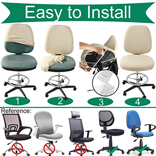 BUYUE Task Office Chair Cover, Super Soft Velvet Stretch Washable Computer Desk Armless Chair Slipcover Dustproof Protectors (Set of Black)