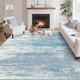 Washable Rug 6x9 Area Rugs for Living Room: Neutral Soft Rug Abstract Non Slip Low Pile Modern Carpet for Bedroom Kitchen Nursery Office Dining Room Indoor (Lightblue, 6'x9')