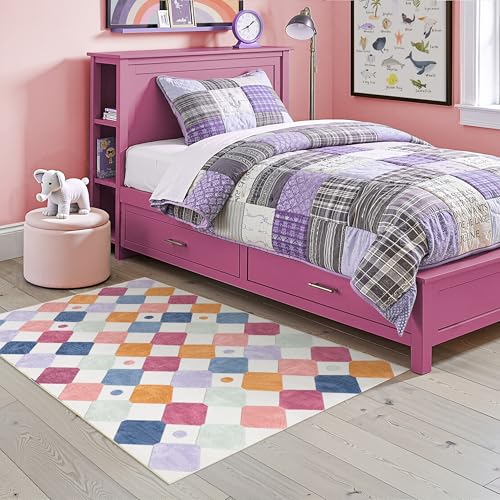 jinchan 4x6 Area Rug Colorful Kids Play Mat Washable Classroom Rug Berries