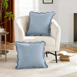 Ohocut Scalloped Pillow Cover Pack of 2 Spring Chenille Decorative Throw Pillow Covers Cute Boho Couch Pillow Covers Aesthetic Funky Preppy Pillow Cases for Sofa Living Room (Misty Blue, 18x18 Inch)