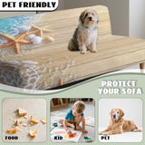 Futon Sofa Cover Starfish Wood Print Armless Couch Cover Stretch Futon Slipcover Easy to Install Futon Accent Slipcovers Dustproof Xmas Decor