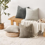 MIULEE Pack of 4 Couch Throw Pillow Covers 18x18 Inch Neutral Soft Decorative Chenille Pillow Covers Farmhouse Boho Cushion Covers for Mid Century Modern Spring Home Decor Sofa Bedroom Living Room