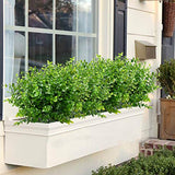 8 Bundles Outdoor Artificial Boxwood UV Resistant Fake Stems Plants, Faux Plastic Greenery for Indoor Outside Hanging Plants Garden Porch Window Box Home Wedding Farmhouse Décor