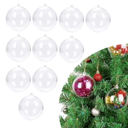 10 Pcs 3.14 inch Filling Transparent Plastic Decorative Call DIY Craft Ball Transparent Ball Christmas, Birthday, Wedding, Party and Home Decoration Ornaments ((3.14"/80mm))