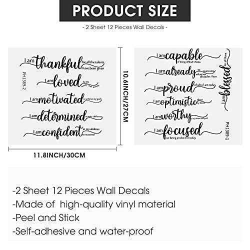 Epakh 2 Sheets Inspirational Wall Decals Motivational Wall Stickers Black Art Decor Positive Affirmation Quote Stickers Vinyl Positive Wallpaper for Living Room Bedroom Office Nursery Restaurants