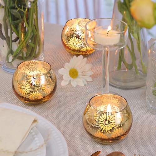 Gold Mercury Glass Votive Candle Holders Set of 12