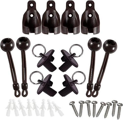 New Bungee kit + end caps Universal Replacement Mounting Brackets of Exterior Sun Shades Outdoor/Indoor Roller up Blinds (Brown, 2pack)