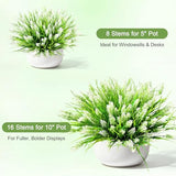 AmyHomie Artificial Plants & Flowers for Outdoors – 16 Bundles White Fake Lavender Flowers & Monkey Grass, UV Resistant Faux Greenery for Patio, Porch, Planter, Garden and Window Decor