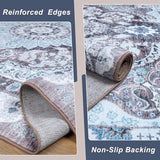 Washable Vintage Area Rug for Living Room, 5x7 Rugs Blue & Brown