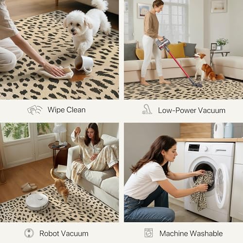 3x5 Washable Rug Small Leopard Print Area Mat for Entryway Bathroom