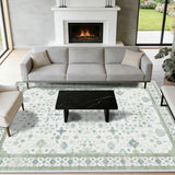 8x10 Washable Area Rugs for Living Room (Pale Sage Misty Blue)