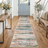 KOZYFLY Modern Rug Runner for Hallway 2x8 Green/Turquoise Kitchen Runner