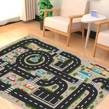 Analog ABC Kids Rug Playroom Car Play Mat City Life Road Rug for Cars Fun City Map for Carpet for Bedroom Boys (31 * 47 inches, Evening City)