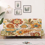 Elastic Fabric Sofa Couch Slipcovers Without Armrest, Furniture Protector for Kids and Pets Futon Slipcover Non Slip Protector Hippie Boho Flowers
